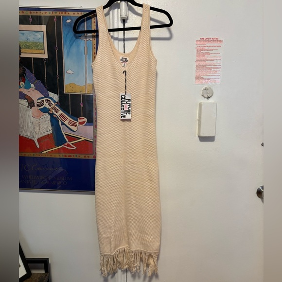 Future Collective Jenee Naylor Dresses & Skirts - NWT Culture Collective crochet cream natural cotton knit tank midi dress, size M